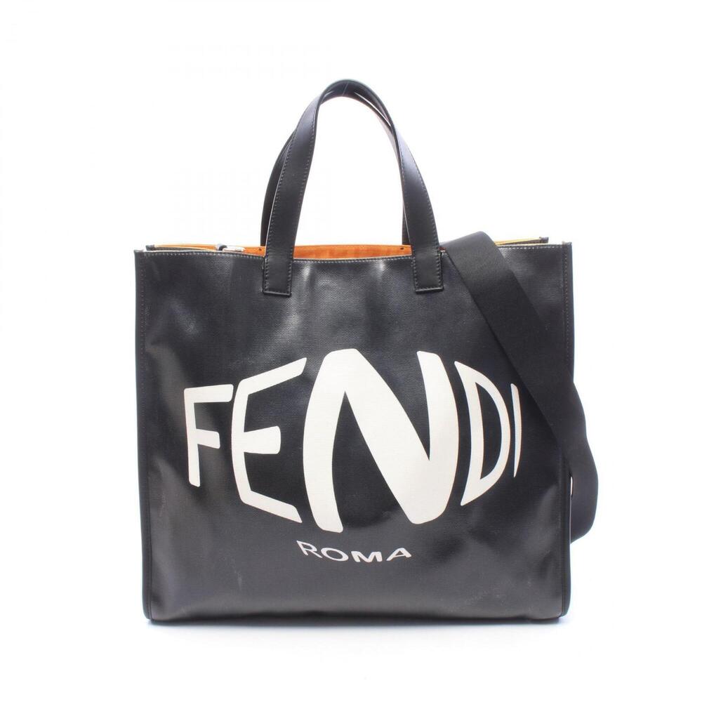 Fendi 2-Way Tote Bag/Handbag, Coated Canvas and Leather, Women's, Black/White...